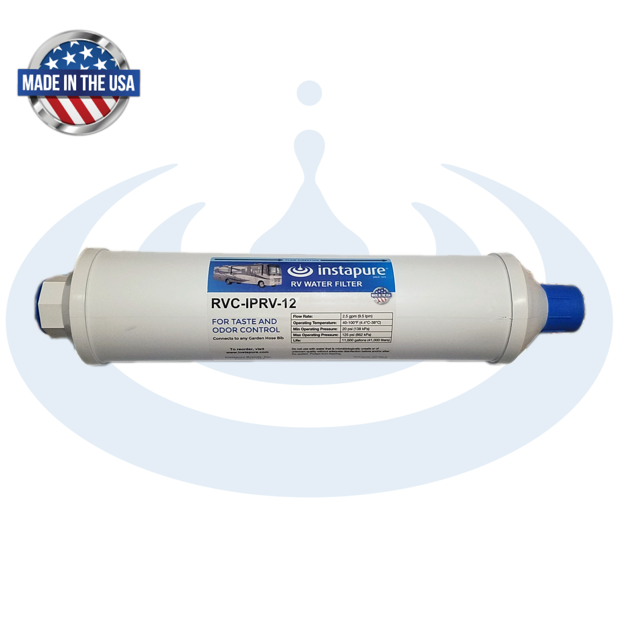 Made in USA RV Water Filter by Instapure Super Premium Two-Stage